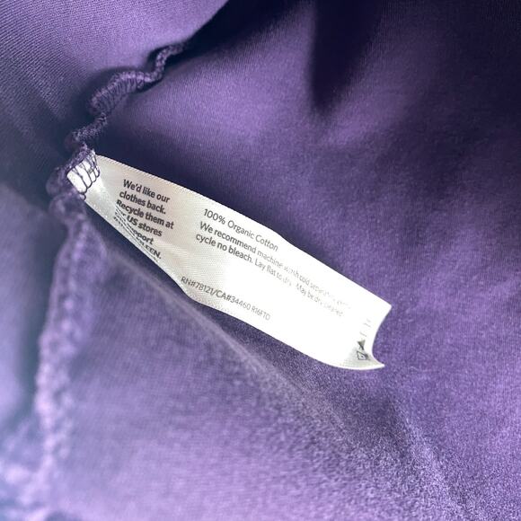 EILEEN FISHER Top M Organic Cotton Interlock Jersey Scoop Neck 3/4 Sleeve Purple - Picture 8 of 11